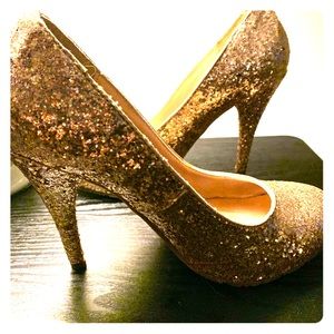 Gold glitter heels size 8